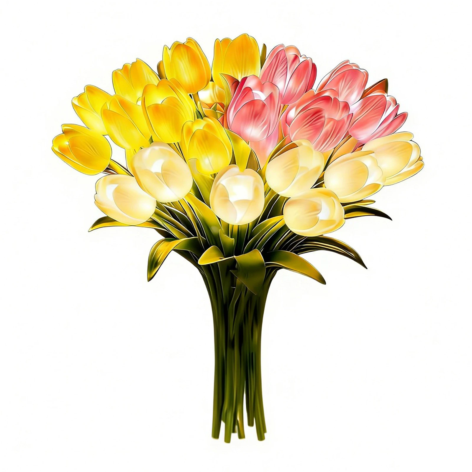 15 Stück künstliche Blumen-Nachtlampe, strahlendes, romantisches Tulpenlicht, warmes Licht, blumenförmige Umgebungslampe für Schlafzimmer, Nachttisch-Dekoration – Detail 20