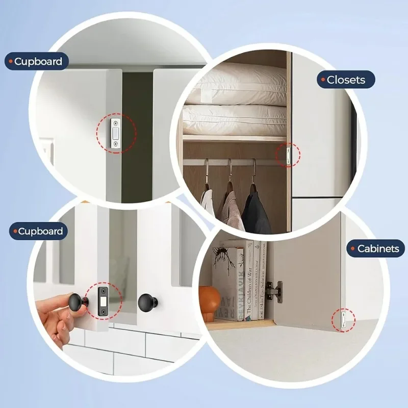 Self Adhesive Door Stops Magnetic Cabinet Catches Invisible Soft-Catch Anti-Rust Magnet Stickers Hidden Door Closer Cupboard