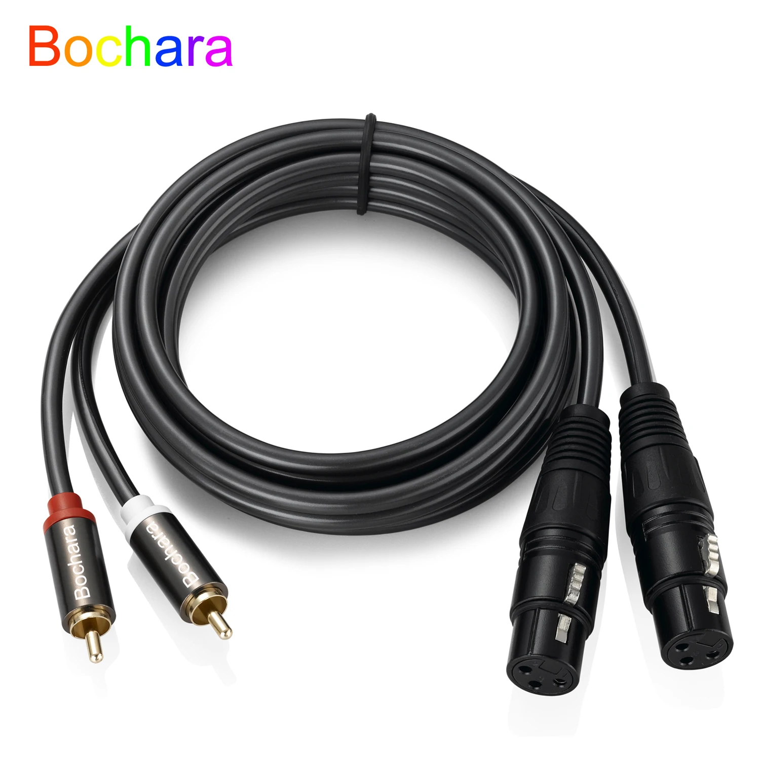 Аудио кабель Bochara 2RCA на Dual XLR Female OFC, экранированный для усилителя, микшера, динамиков 1,5 м, 3 м