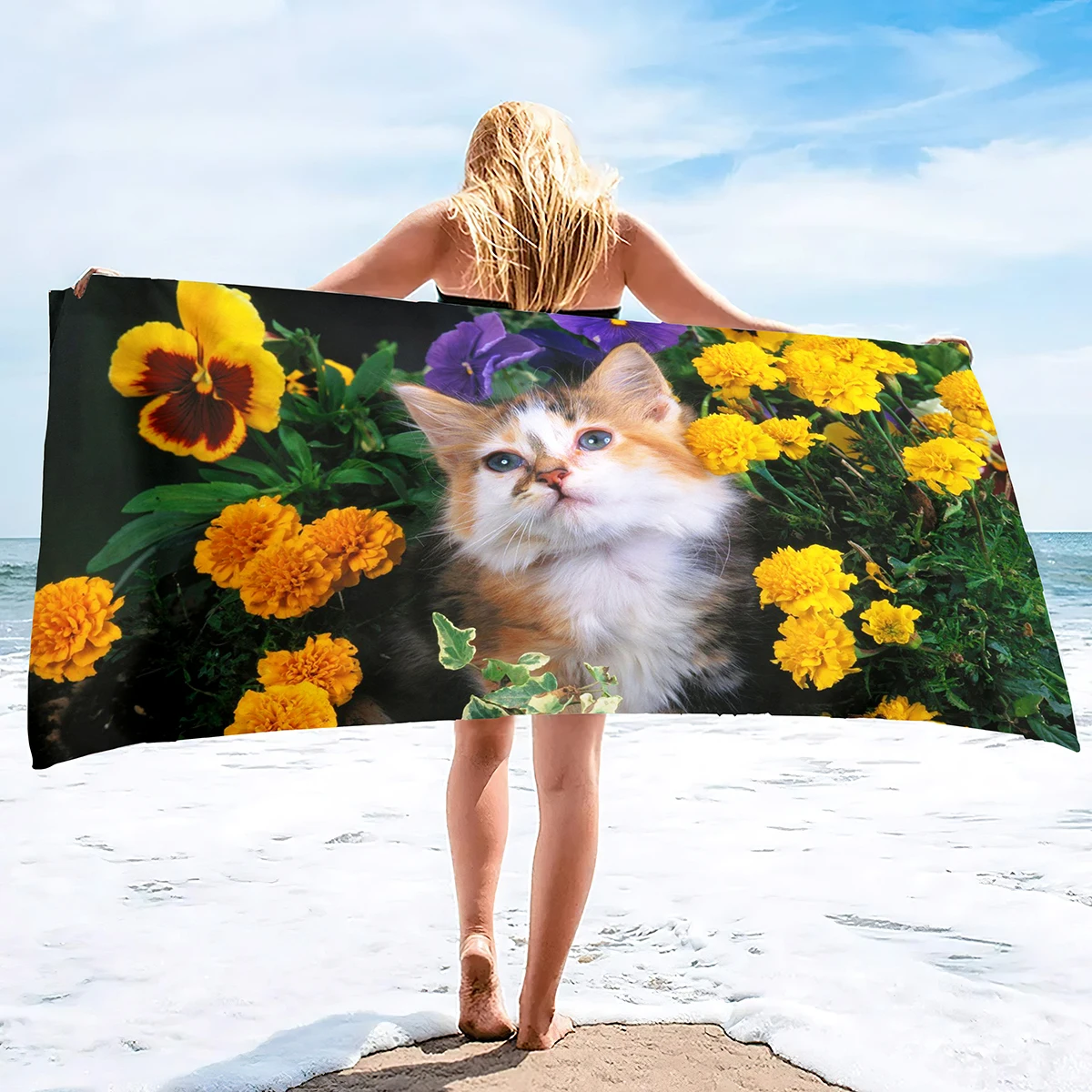 

Lavender Flower Soft Beach Towel Comfortable Large Pool Towel Super Absorbent Quick Dry for Beach Surfing Swimming Hotel Yoga