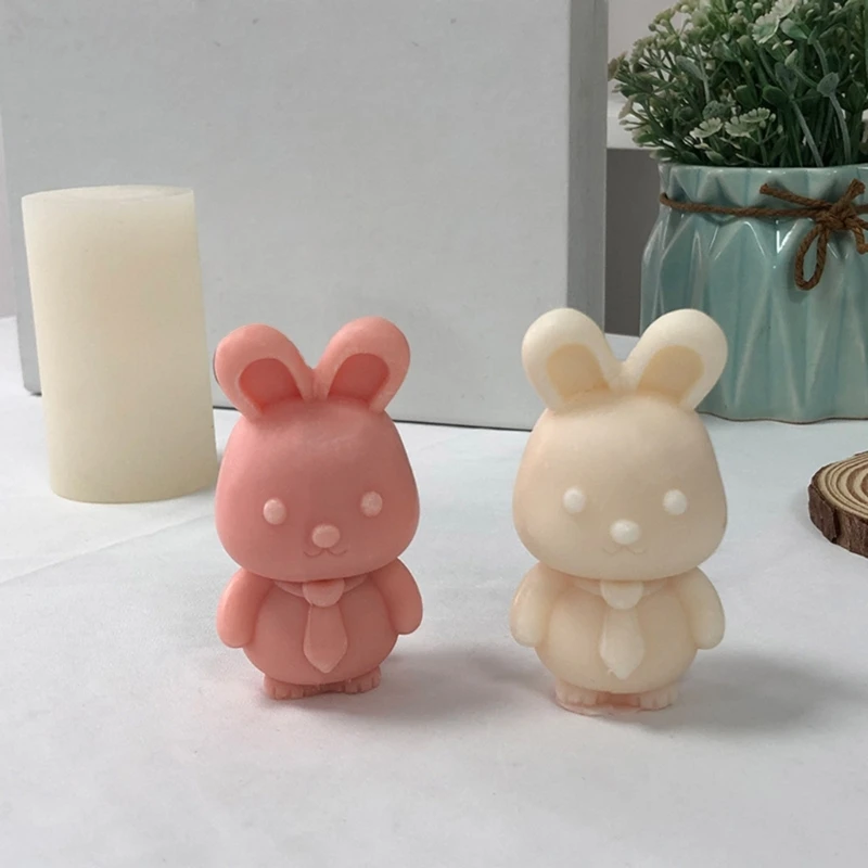 꽃 차 컵 촛불 주조 수지 금형 귀여운 토끼 실리콘 촛불 금형 DIY 퐁당 케이크 초콜릿 장식 도구