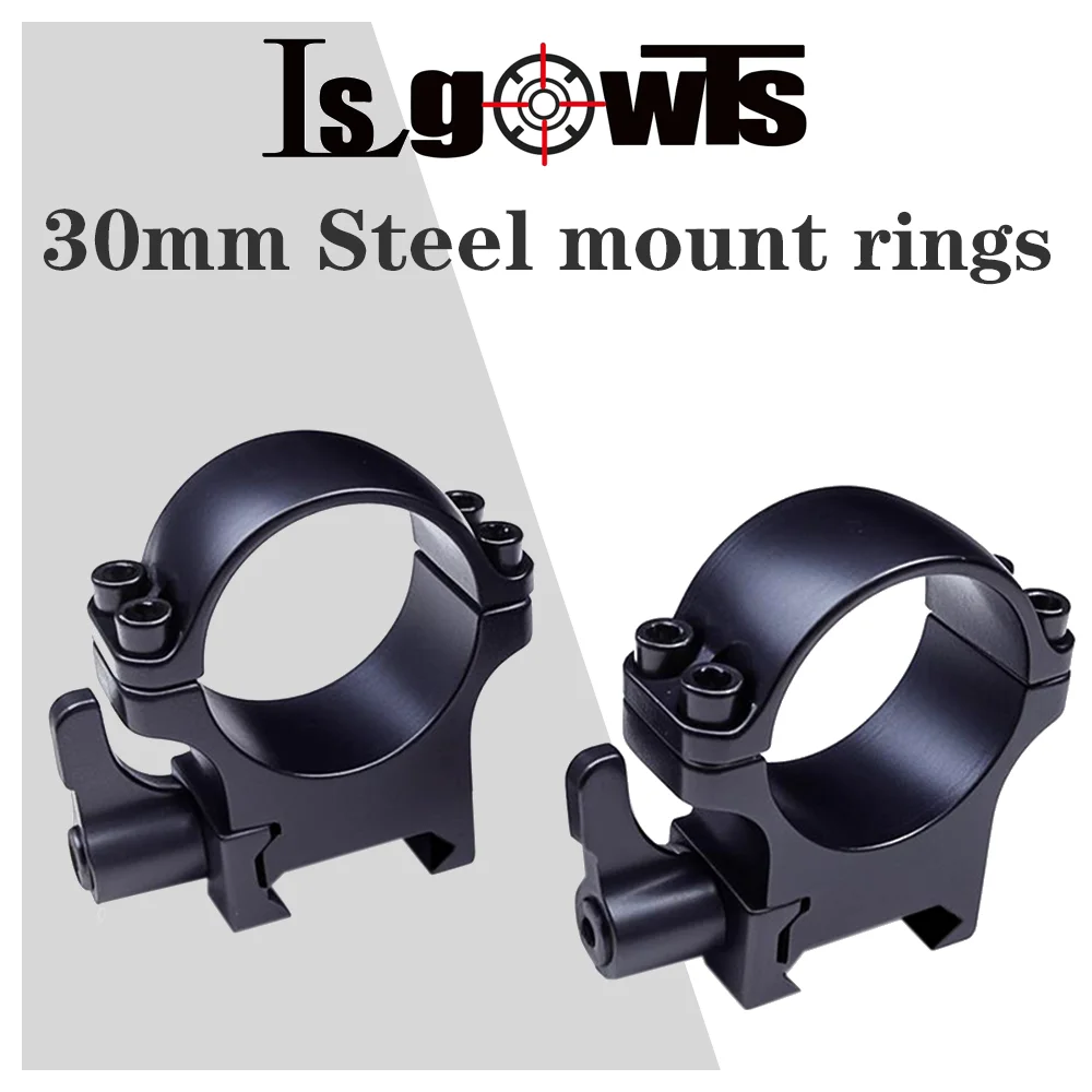Rifle Scope Mount Ring Rifle Scope Mount Scope Riser Mount Scope Mount Adapter 2Pcs /Set Steel 30mm Rings Quick Release Low Profile For 20mm Rail Hunting Scopes