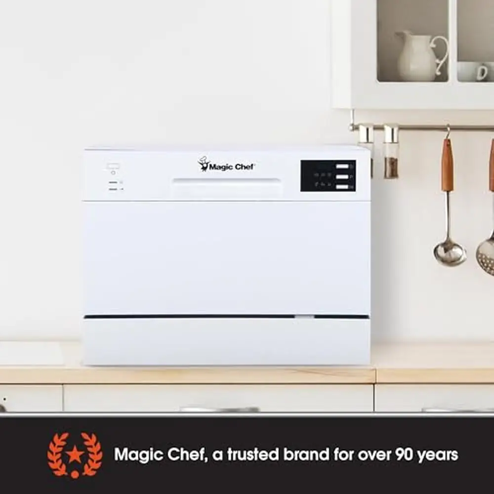Portable Energy Star Countertop Dishwasher 6 Plate Dish Washer White Stainless Steel Interior Easy Setup Quick Kit with 6 Wash 5