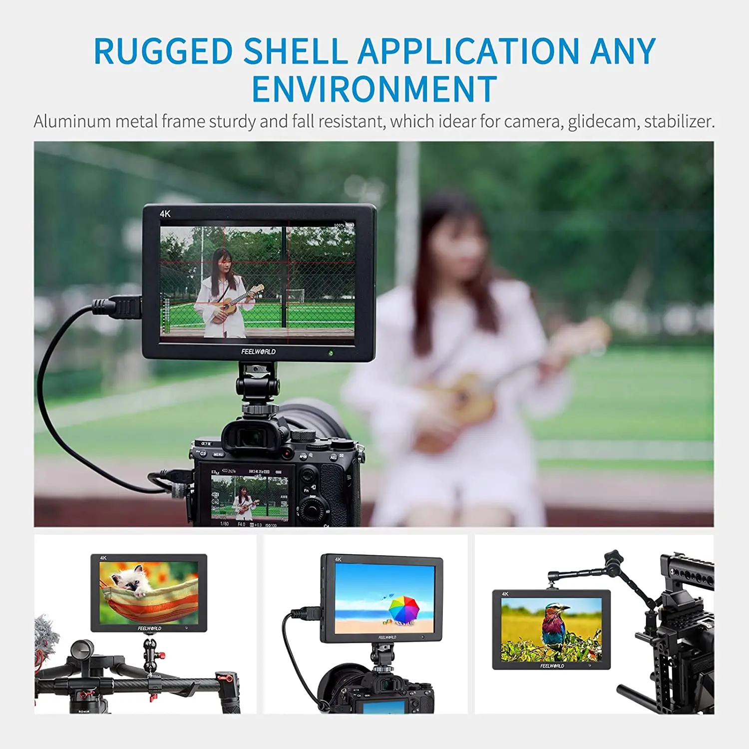 FEELWORLD Monitor T7 PLUS 7 Inch 3D LUT On Camera Field DSLR Monitor 4K HDMI Full HD 1920x1200 IPS Waveform Vector Aluminum Camera Monitor