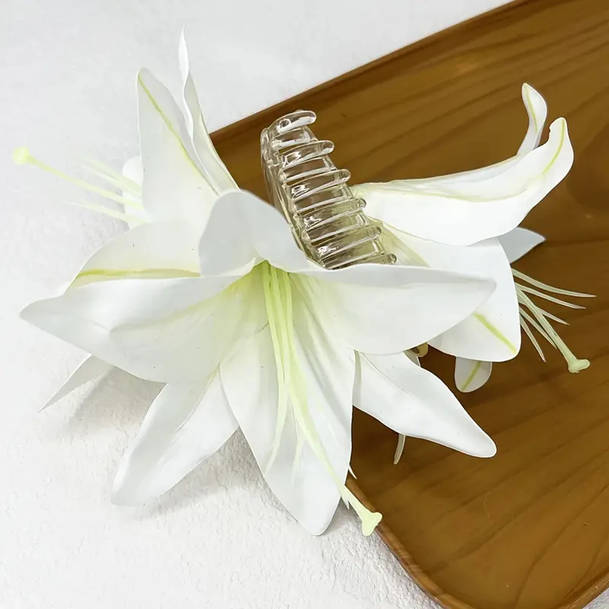 1 Stück Hawaii Elegante Romantische Lilienblüten-Haarspange, temperamentvolle Haarspange für den Hinterkopf, ideal für einen Strandurlaub – Detail 6