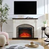 44Inch Electric Fireplace with Mantel, Fireplace Mantel with Stacked Stone Surround,Freestanding Fireplace Heater with LED Flame 5