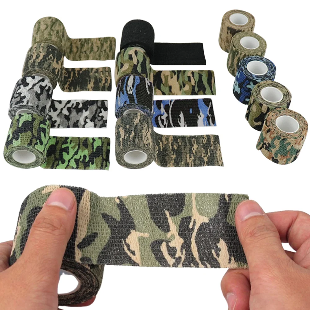 Tactical Camo Tape Hunting Self-Adhesive Wrap Stretch Bandage Outdoor Gear Concealment Cylindrical Object Protection Accessories