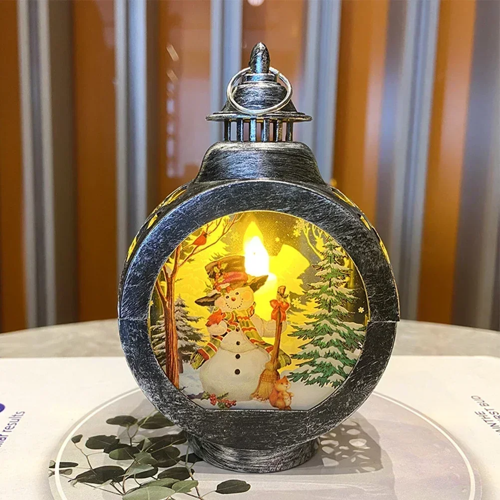 1pc Christmas Night Light Xmas Plastic Portable Lamp Santa Claus Snowman Wind Lantern Ornament Decorations Home Pendants