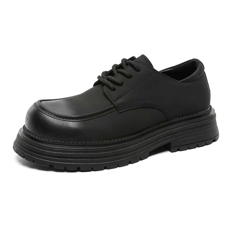 Men's Minimalist Leather Shoes With Thick Sole For Outdoor Work_voghion.com