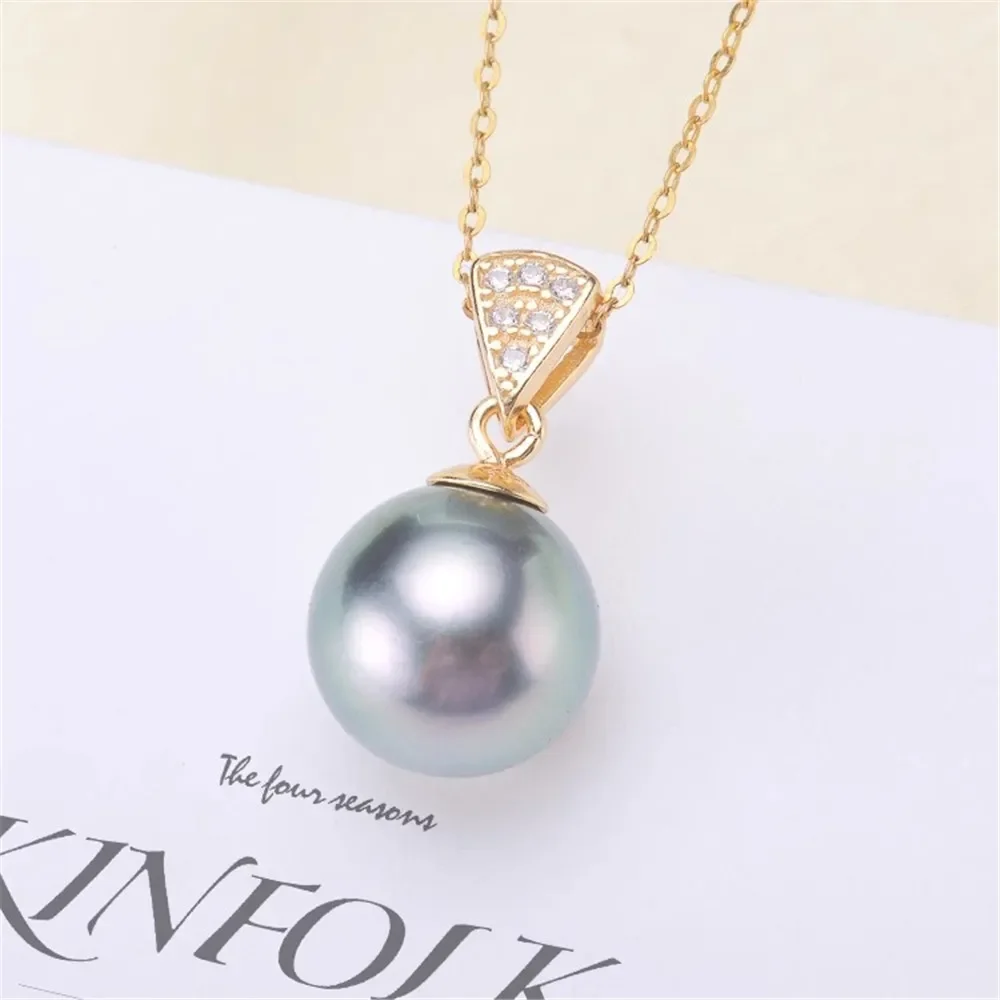 

DIY Pearl Accessories S925 Sterling Silver Pendant Empty Support Fashion Edition Necklace Jade Pendant Fit 8-13mm Round Beads