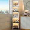 GY Modern Kitchen Cabinet Floor Slit Shelf Locker Multilayer Microwave Oven Storage Cabinet with Flip Door home furniture 1
