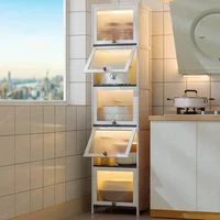 GY Modern Kitchen Cabinet Floor Slit Shelf Locker Multilayer Microwave Oven Storage Cabinet with Flip Door home furniture 1