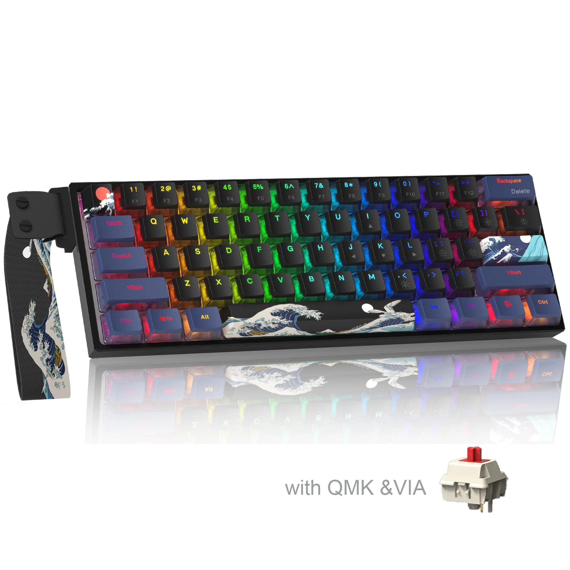 Womier wk61メカニカルゲーミングキーボード,RGBケーブル付き