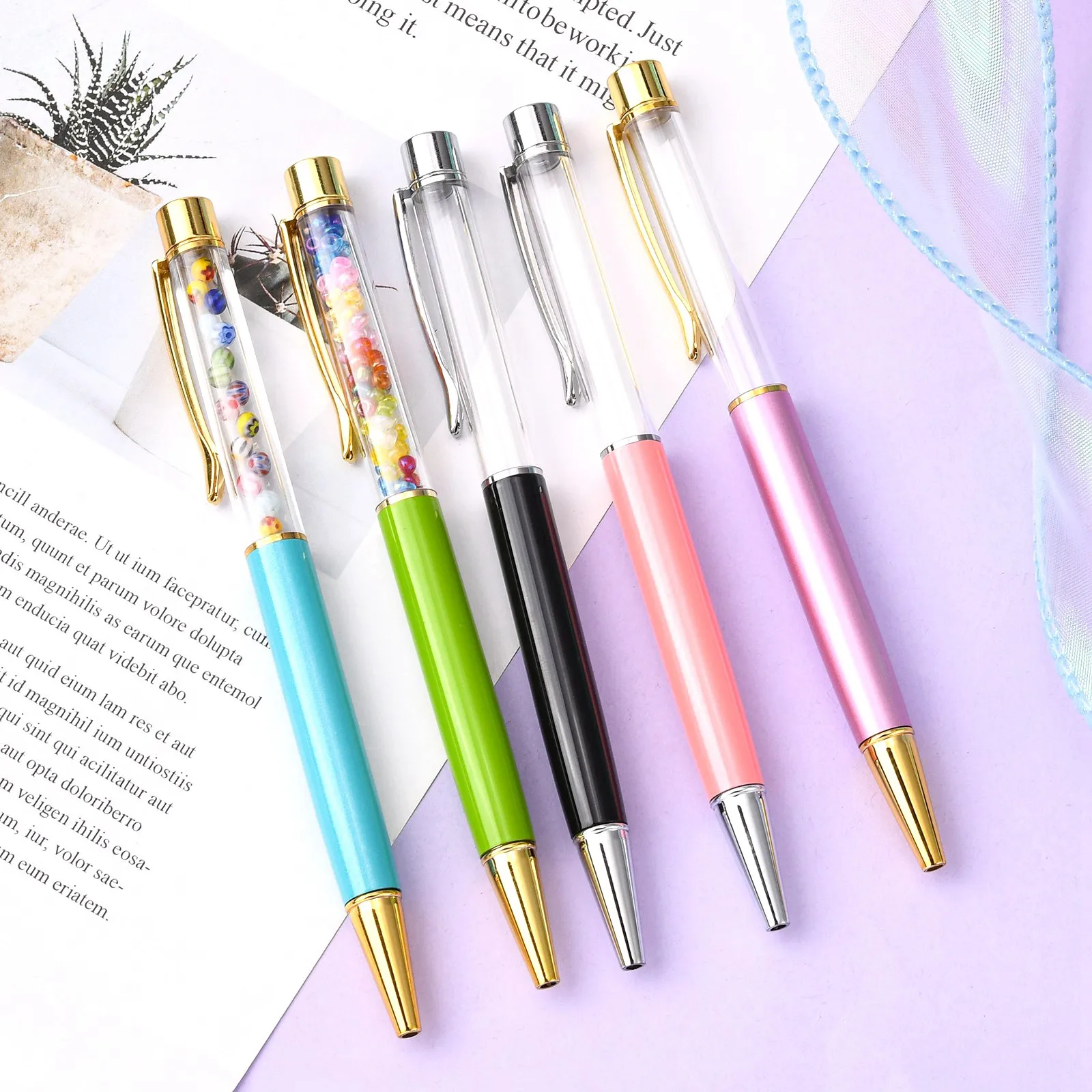 10pcs Creative Empty Tube Ballpoint Pens 14cm for DIY Glitter Epoxy Resin Crystal Bead Filled Ballpoint Pen Herbarium Pen Making