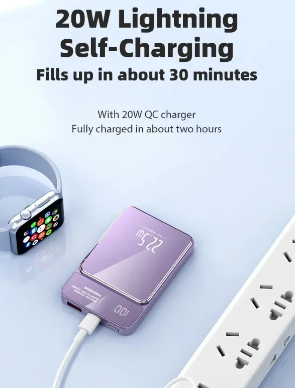 For IPhone Magnetic Power Bank 100000mah Wireless Magnetic Power Bank Magsafe Super Fast Charging For Xiaomi Samsung Huawei