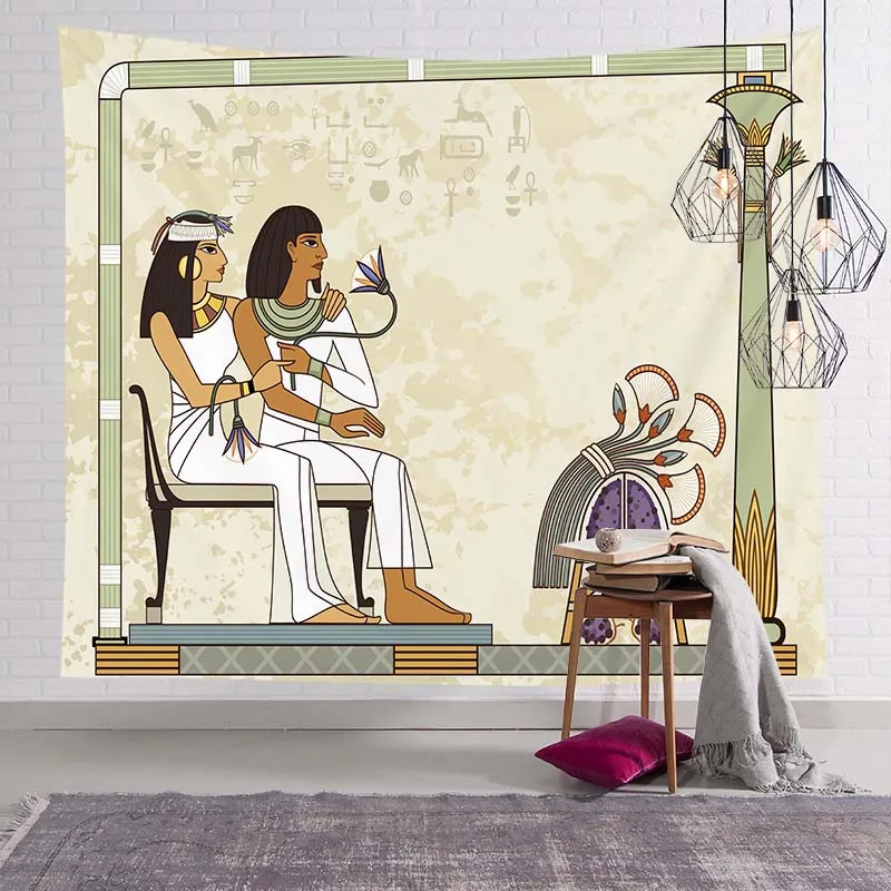 Alte Ägyptische Wandteppich Retro Dekoration für Schlafzimmer Böhmischen Hause Ethnische Decor Wohnzimmer Leinwand Ästhetischen Gemälde – Detail 14