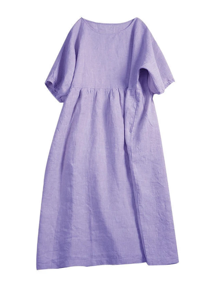 

Women's Dresses 2024 New Summer Short Batwing Sleeve Sundress Age-reduced Midi Dress Casual Loose Office Lady Work Dress M-4XL