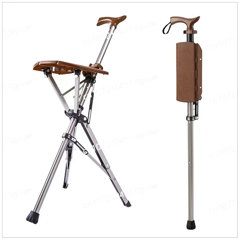 

Outdoors Folding Crutch Chair Elderly Rest Hand Stool Light Multifunctional Non Slip Portable Stools Beach Camping Chair