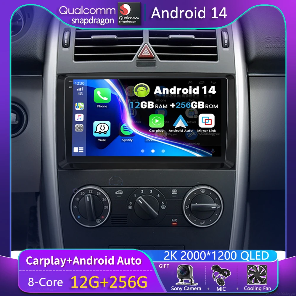 

Android 14 Carplay Car Radio For Mercedes Benz B200 W169 W245 Viano Vito W639 Sprinter W906 Navigation GPS Multimedia Player BT