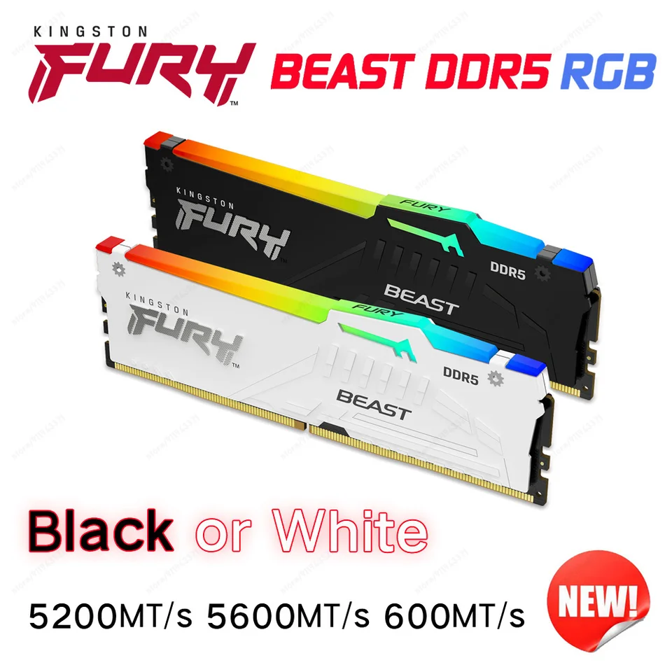 16GBx2(計32GB)Kingston DDR5 メモリ Kingston FURY™ Beast DDR5 RGB メモリ – 8GB, 16GB、32GB、64GB