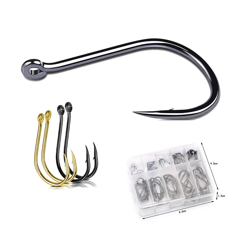 

100Pcs Fishing Hook Set 3-12# High Carbon Steel Barb Fishing Hook Carp Fishing Hook Fishing Accessories