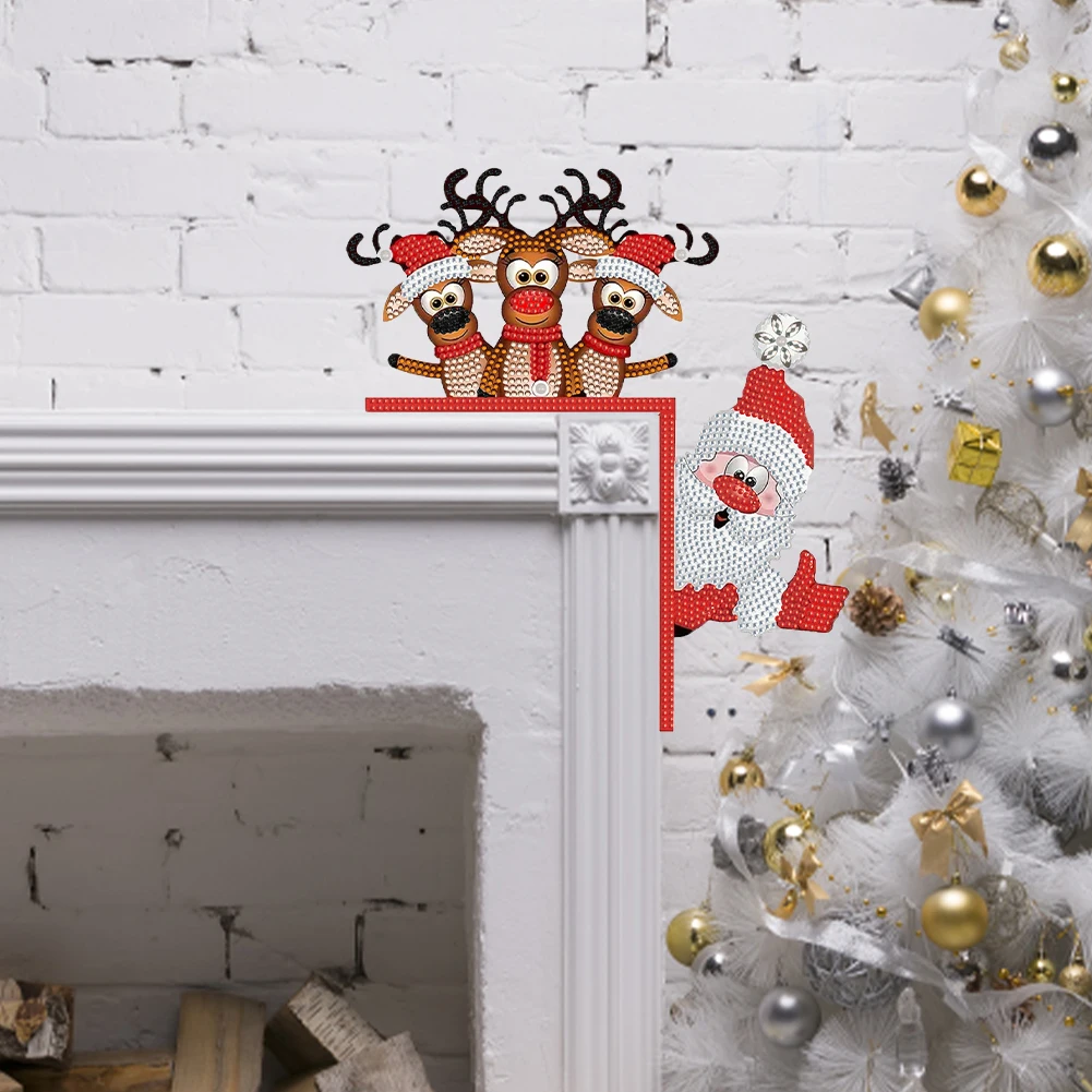 PVC Door Pendant DIY Xmas Diamond Art Door Corner Pendants Diamond Arts Set Door Frame Hanging Decor Decorative for House Layout