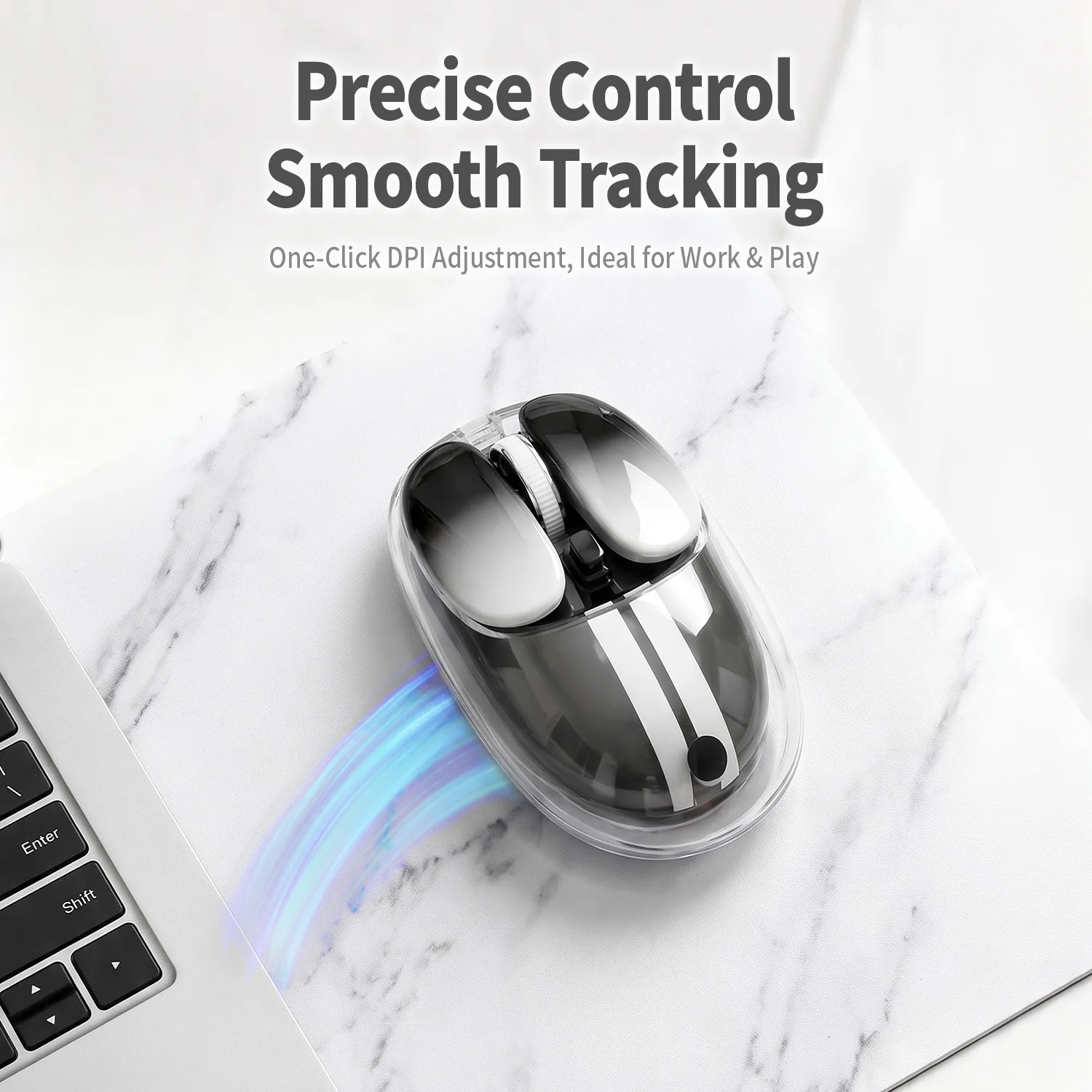 Transparent Gradient Tri-Mode Wireless Mouse - Rechargeable Silent Mouse