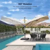 Patio Umbrella with Base Included, 9ft Outdoor Aluminum Cantilever Umbrella with 360° Rotation, Aluminum Large Offse 4