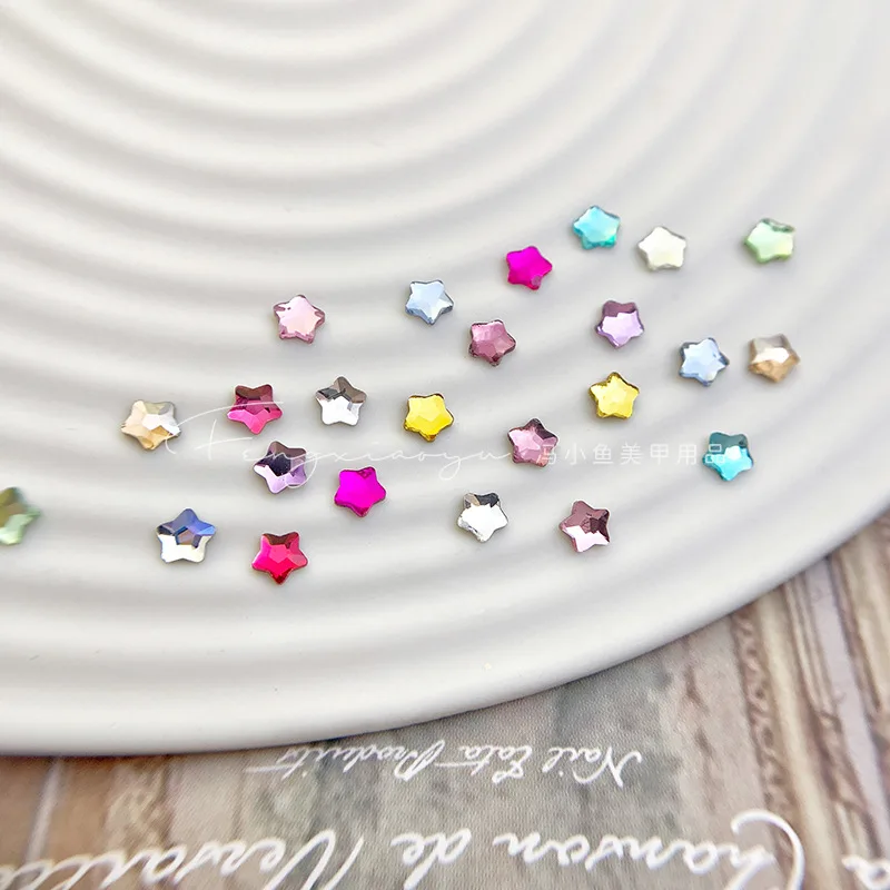 Super Sparkle Colorful Flatback Mini Star Nail Art Rhinestones - 50PCS Crystal Star Decorations