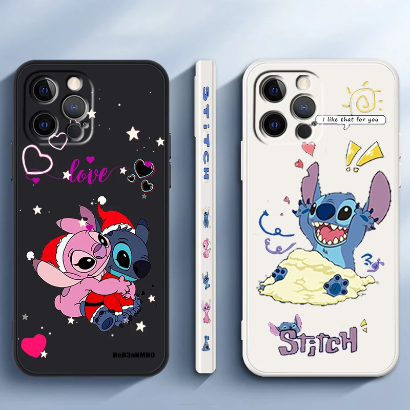 

Anime Lilo & Stitch Angel Liquid Left Rope For Apple iPhone 15 14 13 12 11 XS XR X 8 7 SE Pro Ultra Max Plus Mini Phone Case