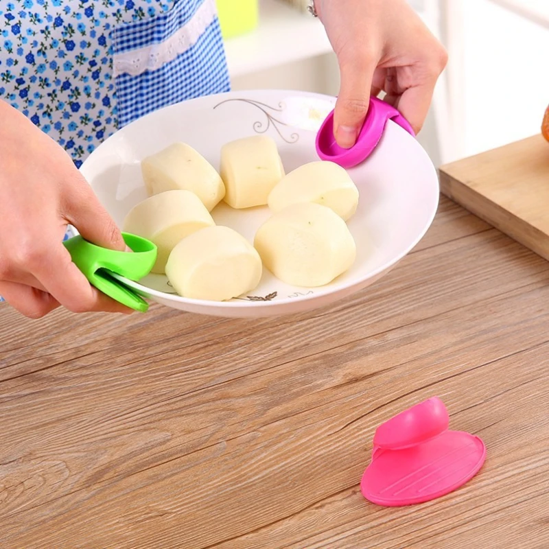 2pcs Silicone Insulated Finger Covers Insulated Gloves Nonslip Microwave Oven Hand Scald Resistant Protector Kitchen Tools