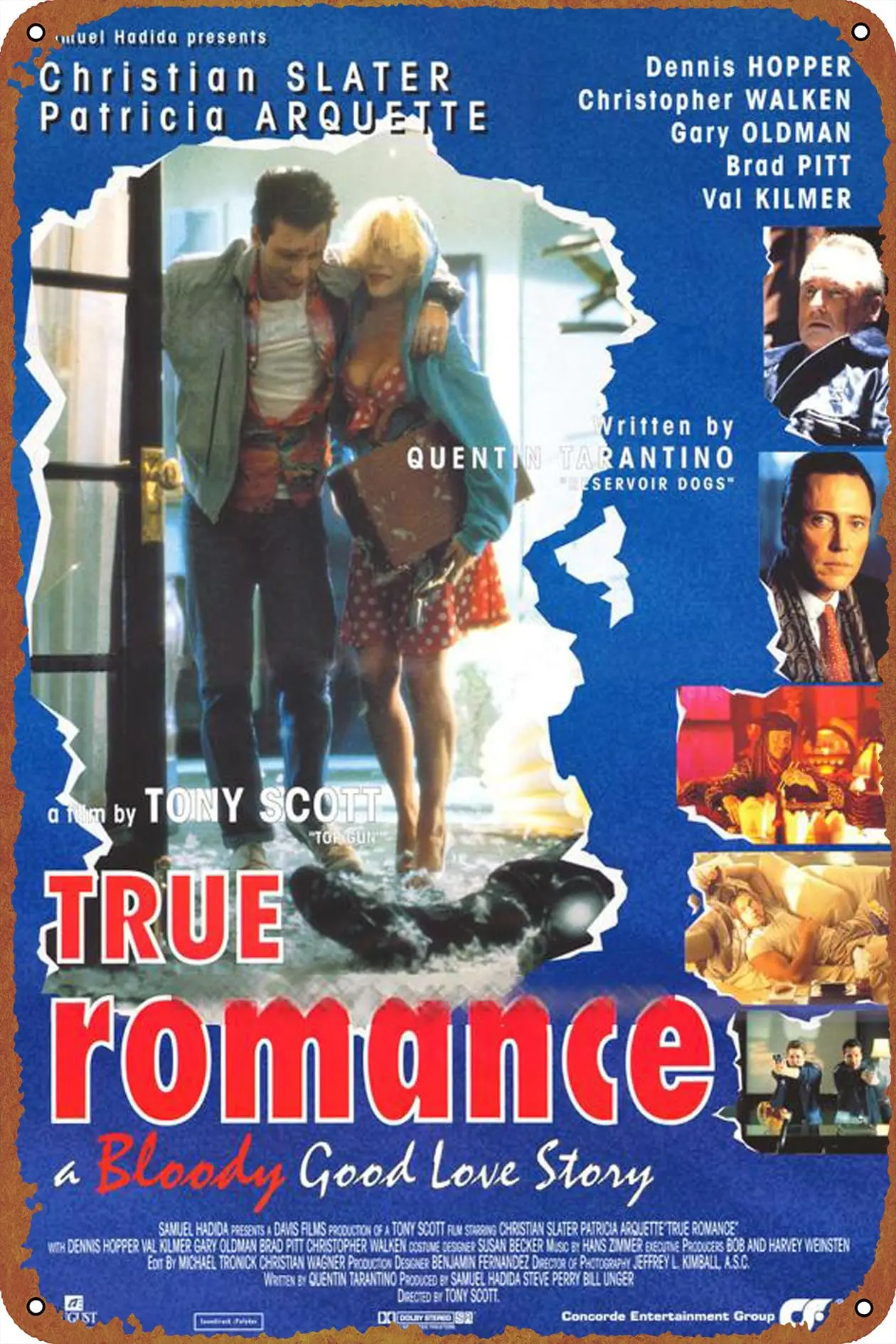 True Romance Movie Poster Vintage Tin Sign Unique Metal Wall Decor for Home, Bar, Diner, Pub,  ,Fun Kitchen Decor, Funny Bar Sig