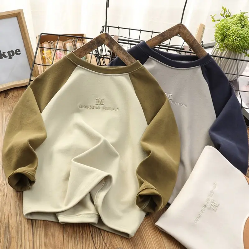 

Boy's Long-Sleeved T-shirt 2023 Spring and Autumn New Medium and Big Children All-Match Bottoming Shirt Top Boy T-shirt T
