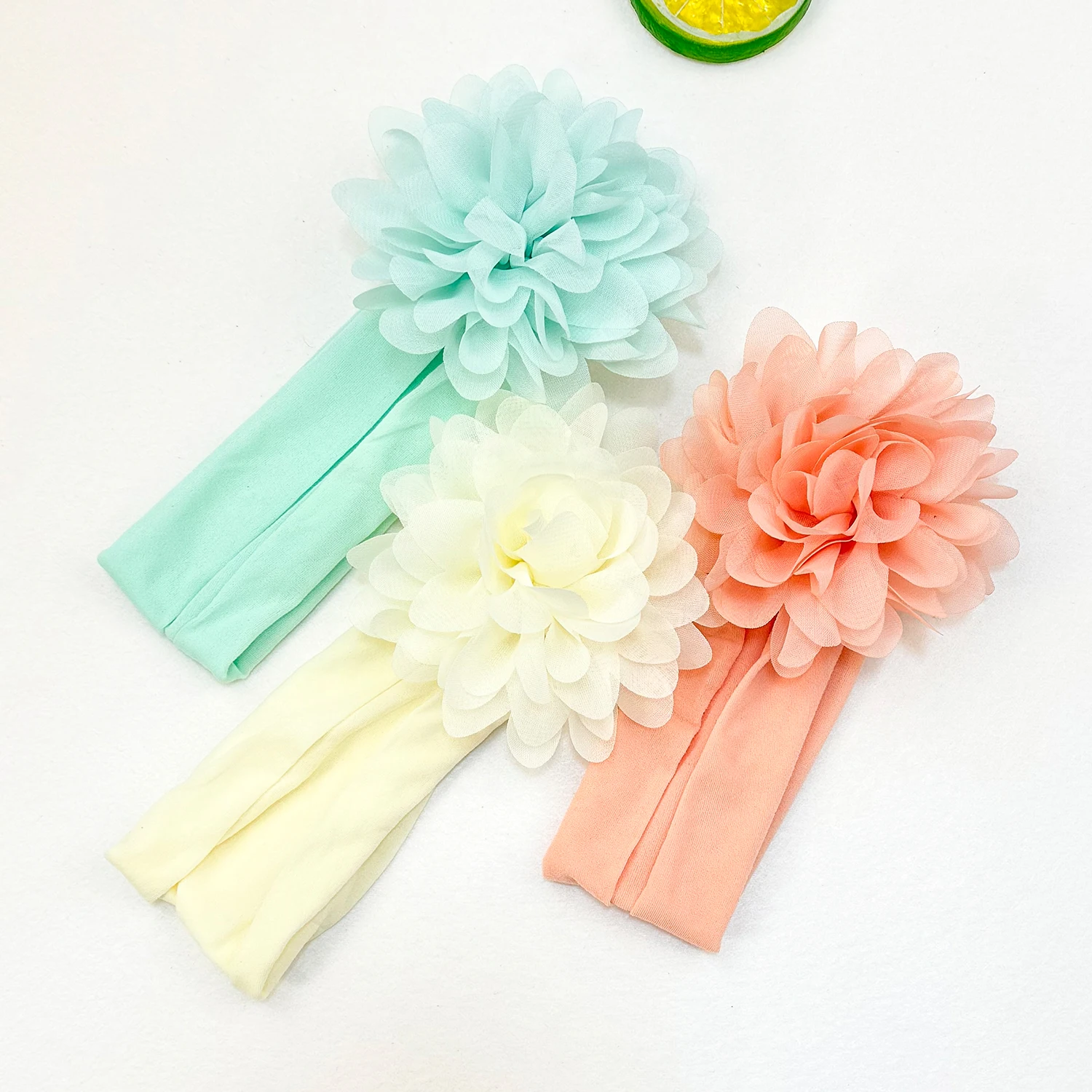 3PCS Chiffon Flower Headbands Elastic Headbands for Baby Newborn Girl Children Turban Infant Flower Headband Hair Accessories 3