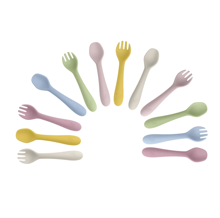 1PCS  Infant Soft Silicone Feeding Tableware For Toddler Kids Cartoon Cutlery Training Fork Spoon Set Baby Accessories 3