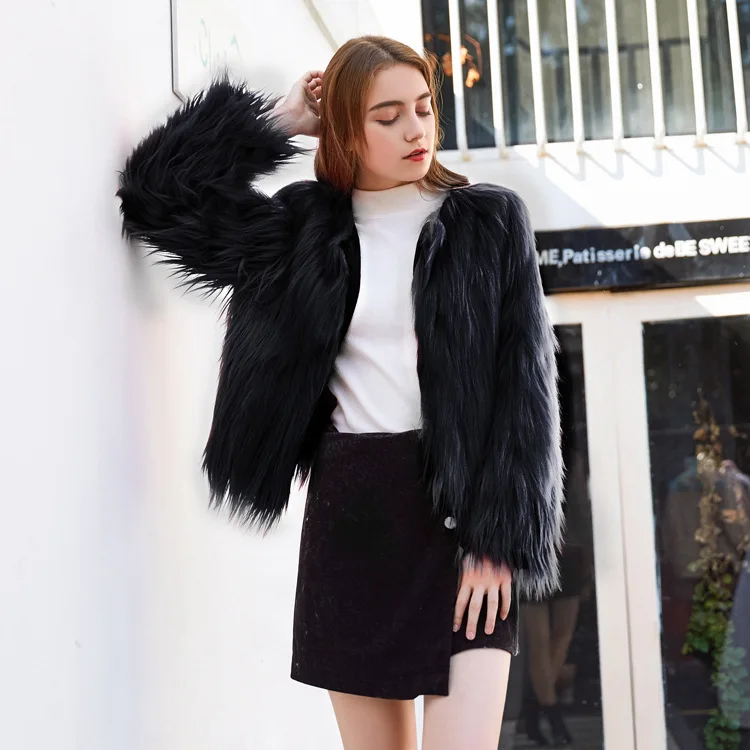 

2024 Fur imitation fur solid color washed wool long hair women's short coat autumn/winter fashion and elegant fur coat