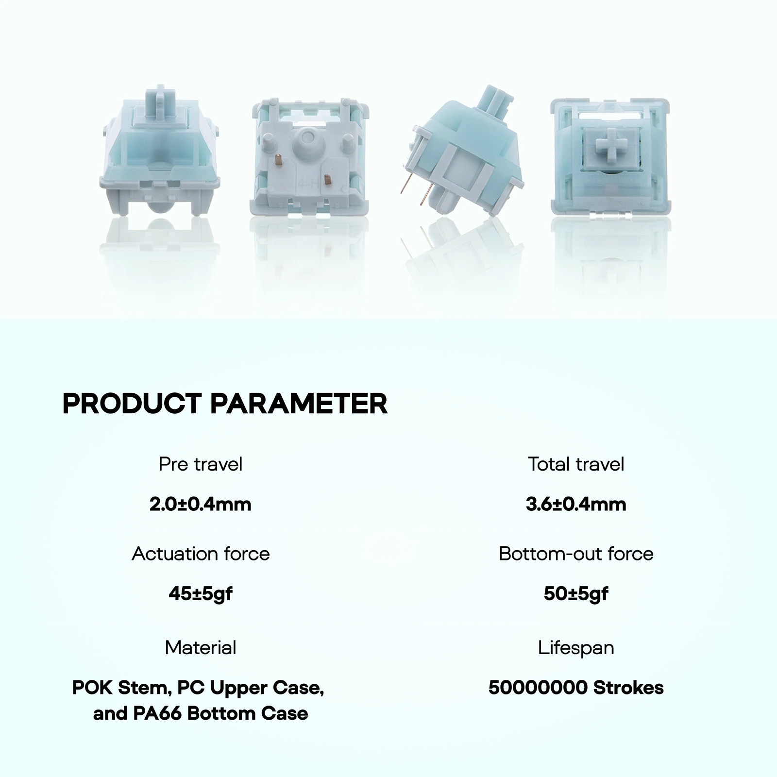 100개 EPOMAKER 크리미 제이드 선형 스위치 세트 MX 구조 키캡과 호환되는 POK 스템이 있는 5핀 사전 윤활 스위치