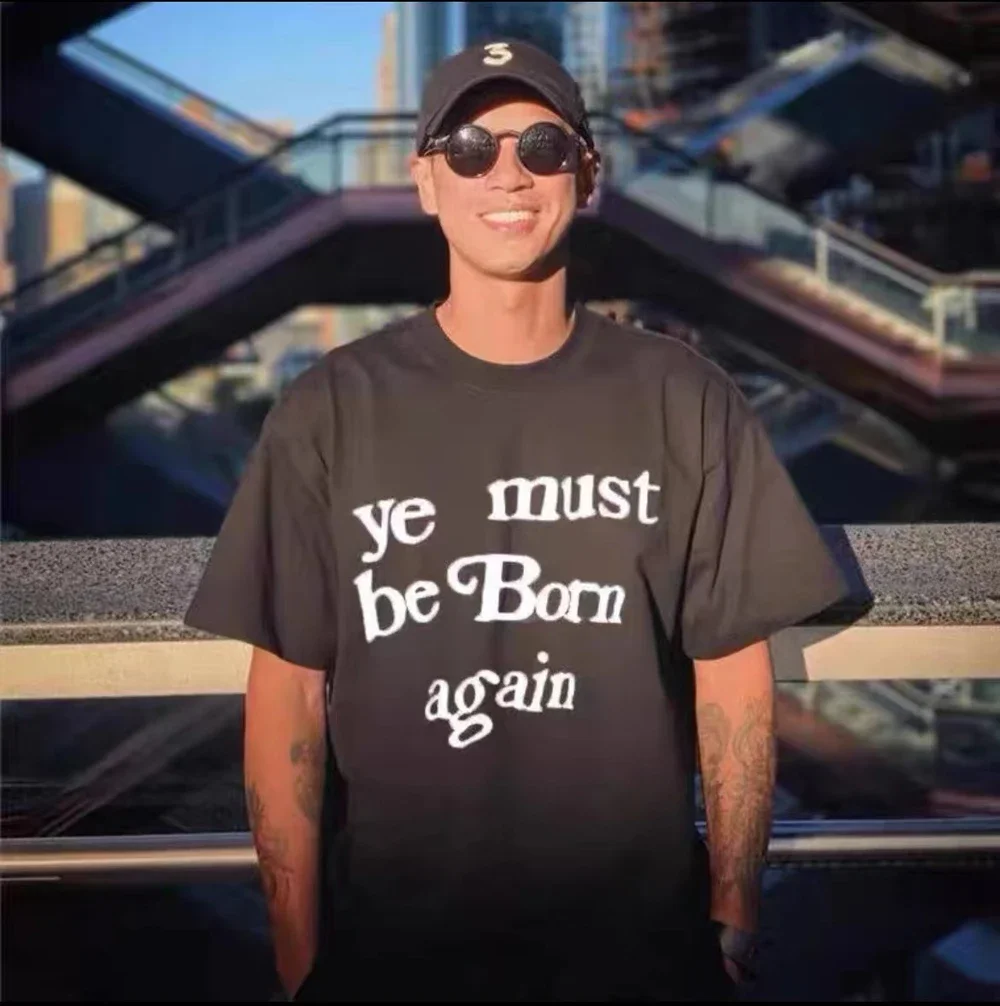 

Новинка, футболка CPFM с 3D принтом логотипа из пенопласта для мужчин и женщин, футболка с надписью «Love Ye Be born Again», топы с короткими рукавами Kanye West