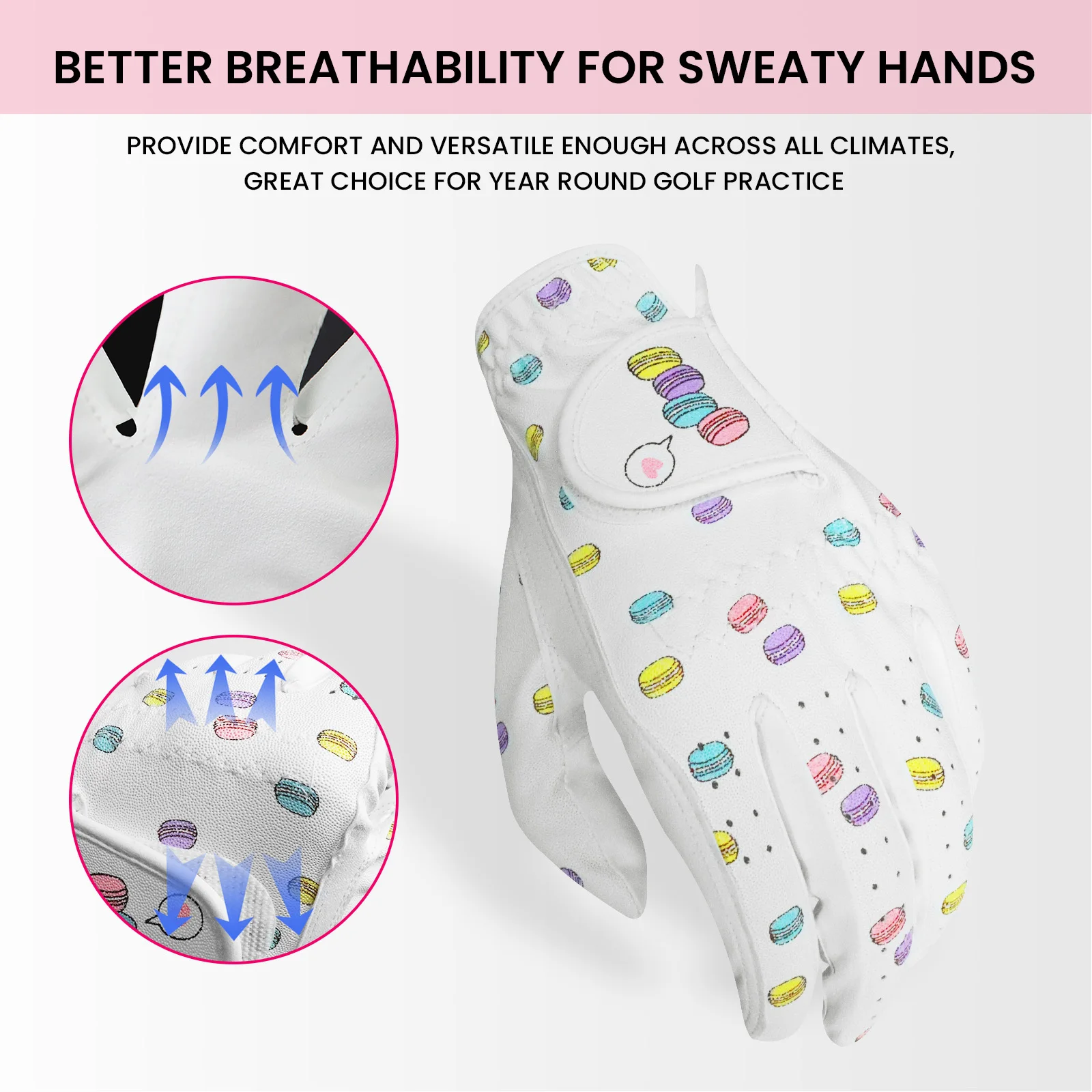 Women's Golf Gloves Left Hands 1 Pair,Non-Slip Golf Gloves Leather Breathable,Both Handed rain hot Golf Accessories 5