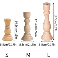 Wooden Candlesticks Unfinished Wood Candle Holder Pillar Taper Candle Stands for Wedding Party Birthday Home Table Decoration 6