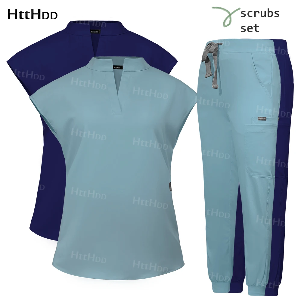 

Pharmacy Scrub Suit Medical Uniform Dental Clinic Supplies Nurse Women Scrub Shirt+Pants Health Service Veterinary Workwear Soft