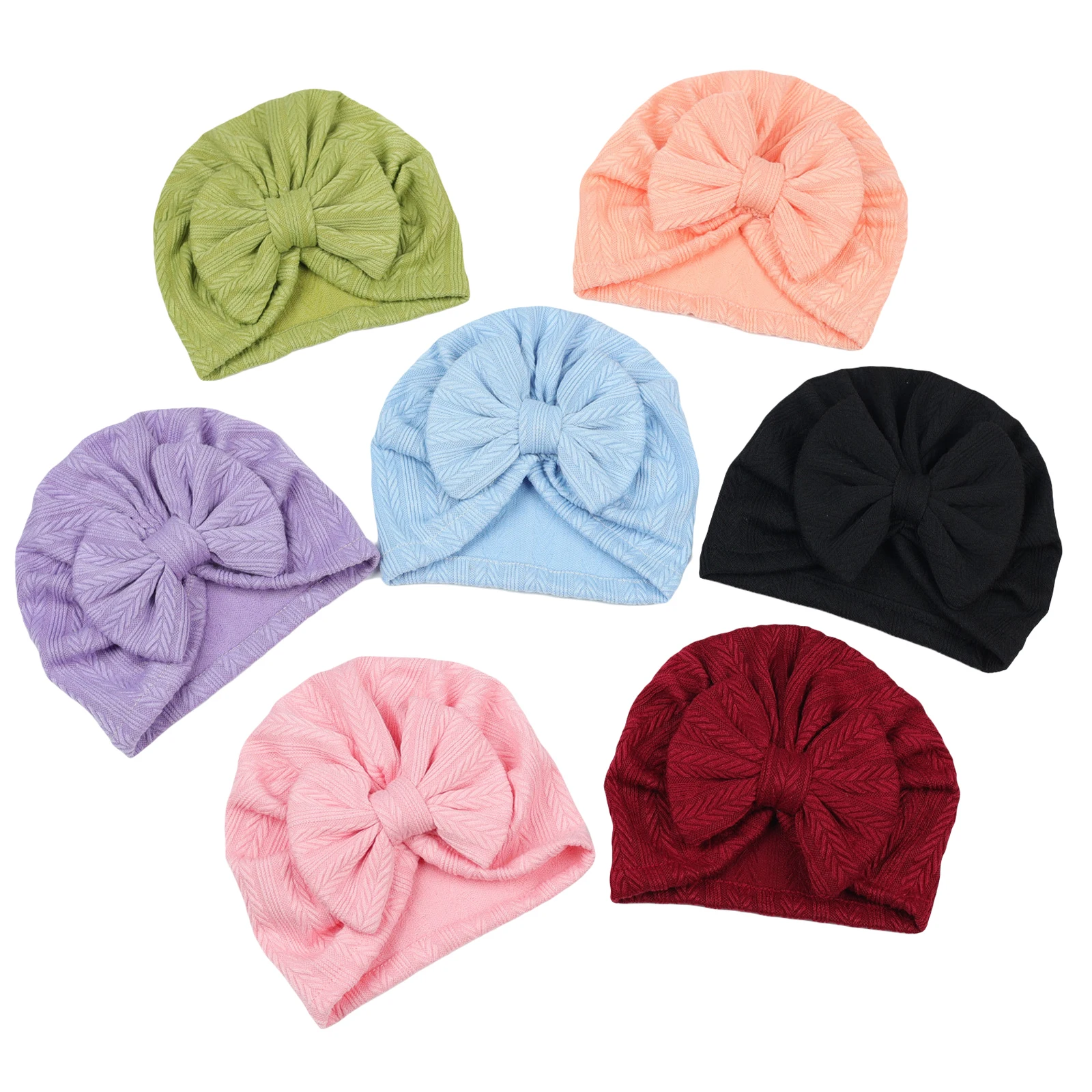 BeQeuewll Baby Boys Girls Turban Hat For fall Spring Big Hair Bow Knotted Headwrap Soft Newborn Hospital Hat for Boys Girls