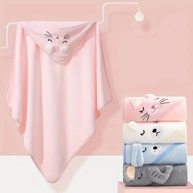 Newborn Baby Hooded Bath Towel Blanket – Soft Coral Velvet Comfort baby hooded bath towel | Tuzkuz Retails