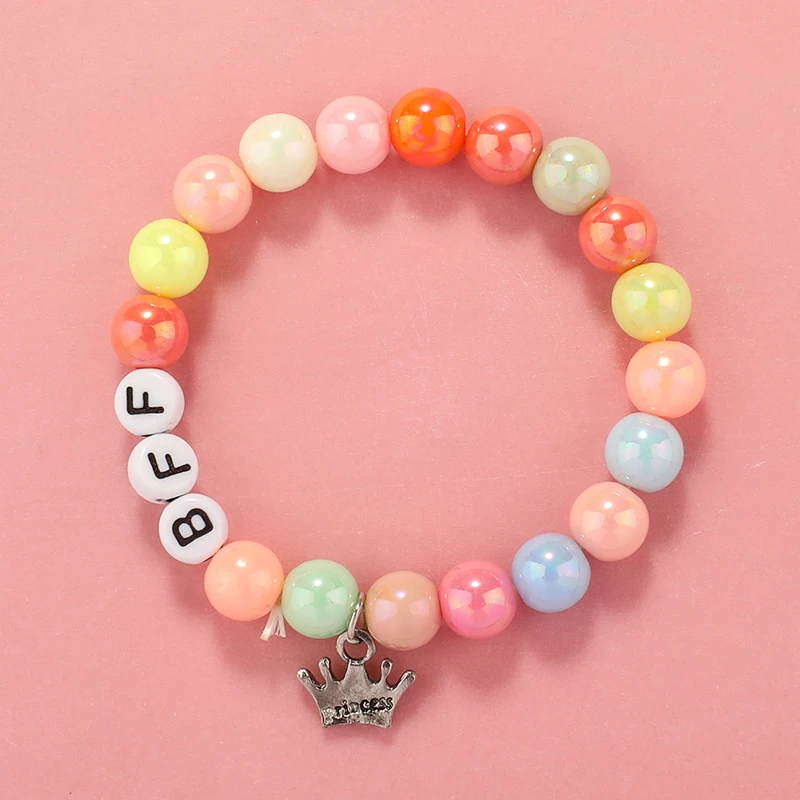 Makersland Children Jewelry Soft Clay Beaded Pendant Bracelets for Girls Frosted Beads Children Charm Cute Design Christmas Gift beaded bracelet