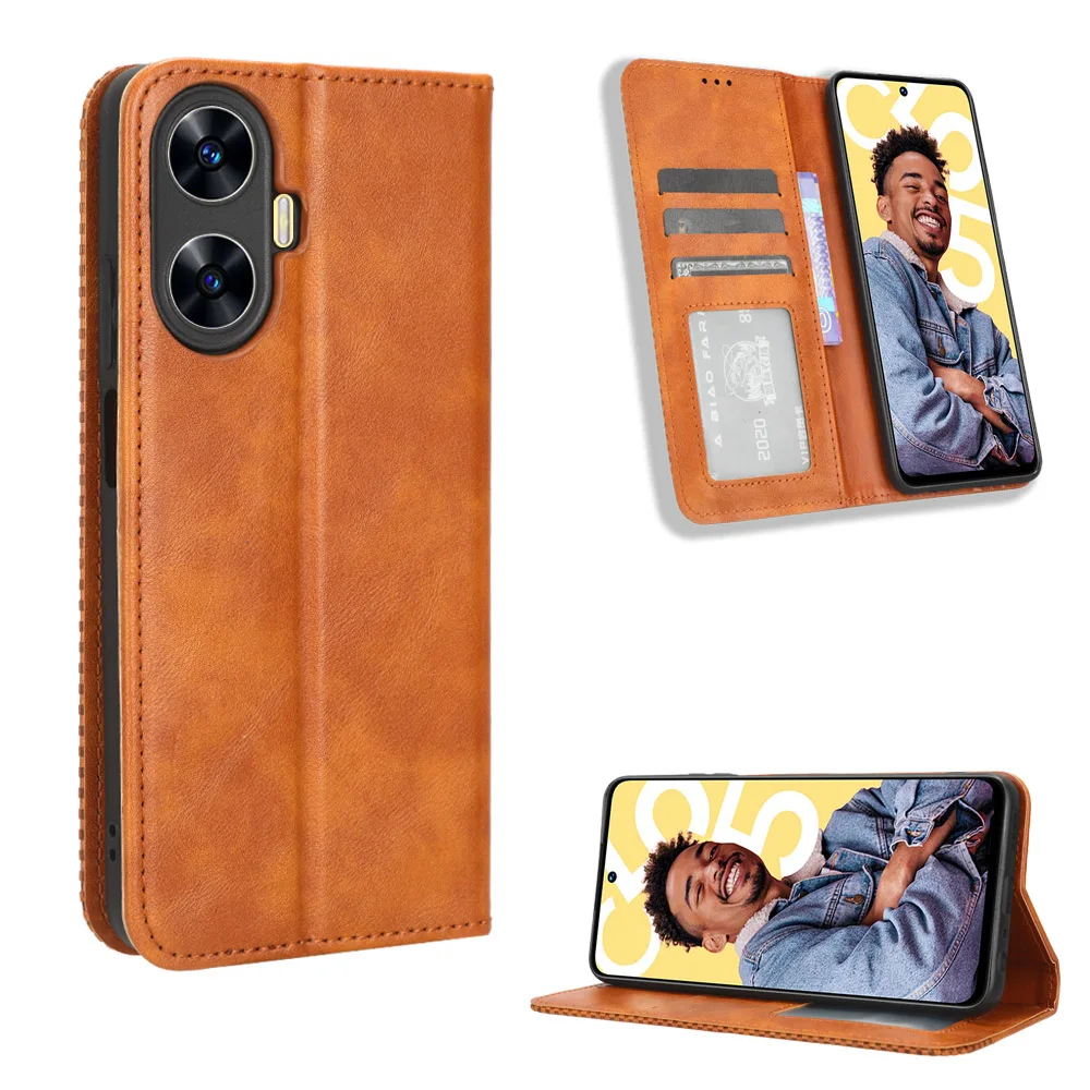 Cover per Realme C55 4G, Custodia Flip Pelle Leather