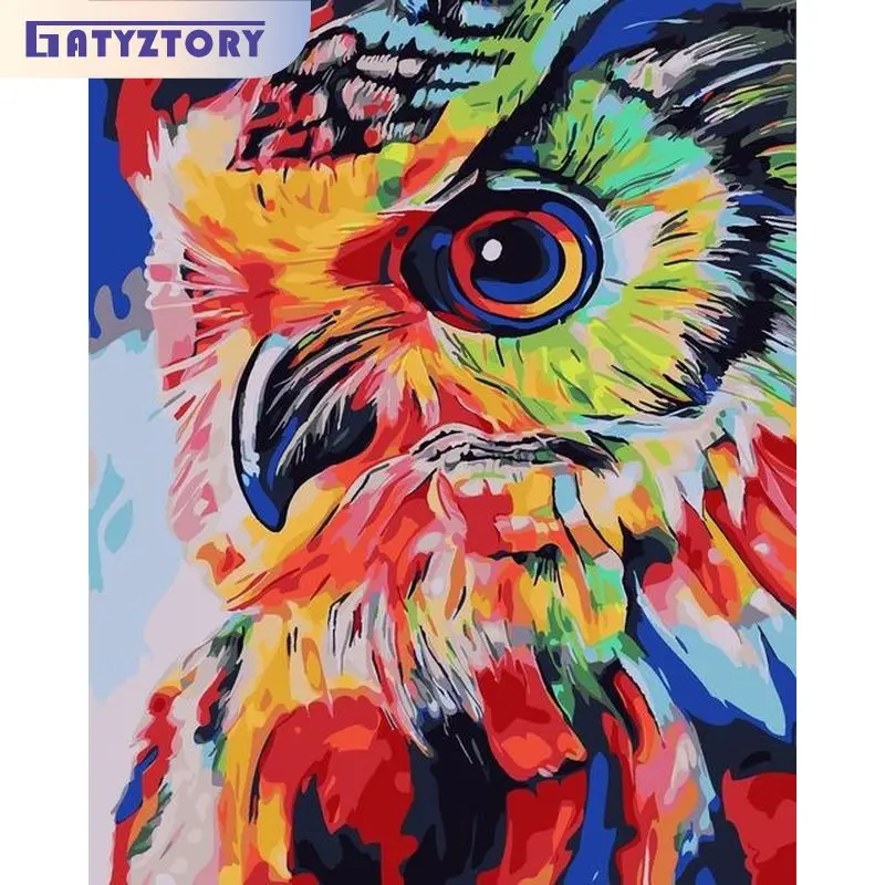 

GATYZTORY Acrylic Painting By Numbers Colorful Owls Drawing On Numbers Diy Gift Wall Art For Handiwork For Adults Kill Time