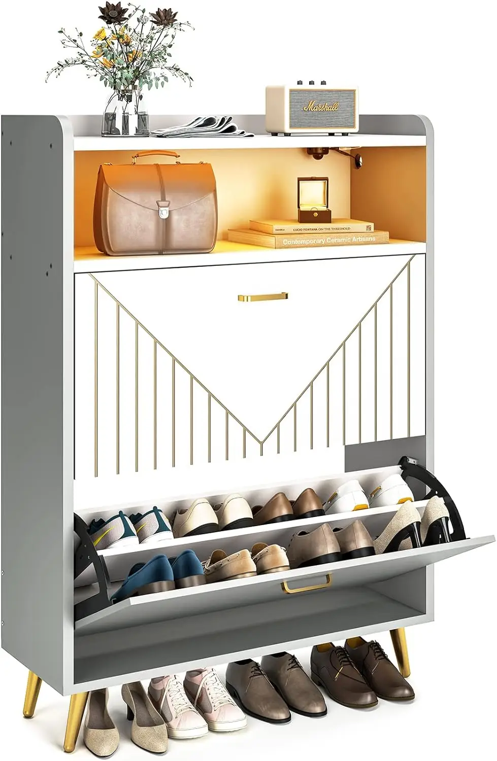 Aheaplus Wood Wardrobe Closet Storage Free Standing Closet