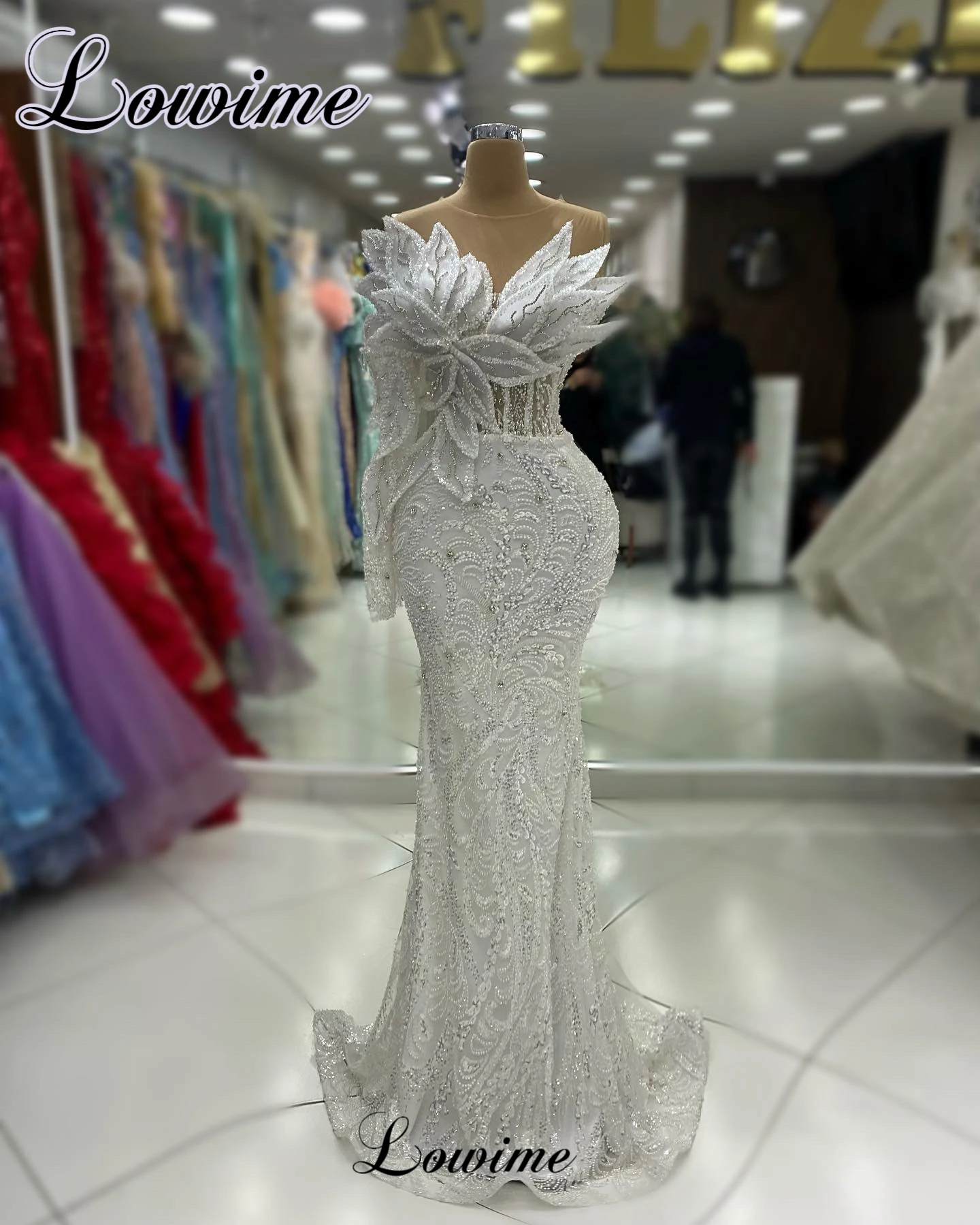 Womens Dress Women White Celebrity Dresses With Crystals Mermaid Elegant Engagement Dresses Vestidos De Gala Evening Party Gowns