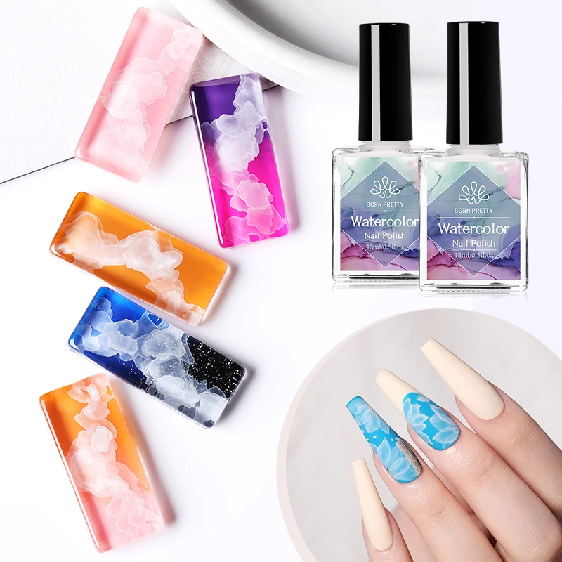 Watercolor Nail Ink White Nail Polish Blossoming Effect Nails Art Design Natural Air Dry Art Varnish Manicure nail art tools,nail polish,nail art inks