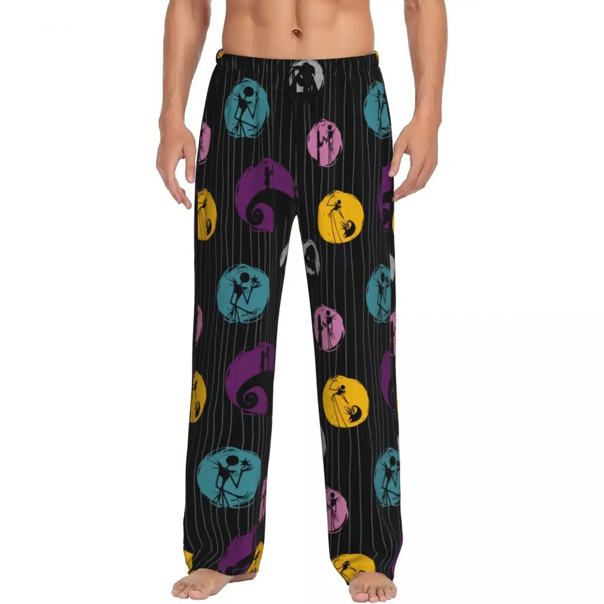

Custom The Nightmare Before Christmas Pajama Pants Sleepwear Men Elastic Waistband Tim Burton Sleep Lounge Bottoms with Pockets